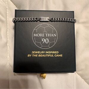 MoreThan90 Silver Soccer Field Cuban Bracelet